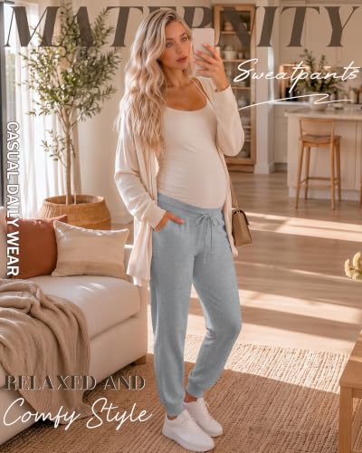 3 Pack Women Maternity Pants Pregnancy Lounge Jogger - color: Black, Dark Gray, Light Gray, size: Small