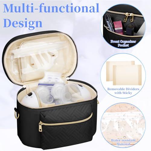 GDNasist Wearable Breast Pump Bag, Pumping Bag with Mat & Shoulder Strap - color: Black
