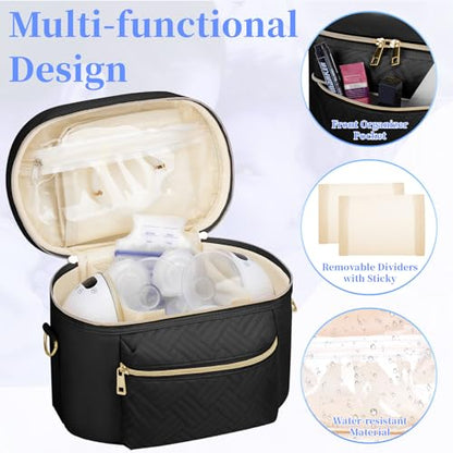 GDNasist Wearable Breast Pump Bag, Pumping Bag with Mat & Shoulder Strap - color: Black