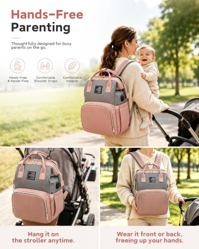 houscly Diaper Bag Backpack with Changing Station, 25L Large Capacity - color: Multicolor