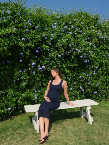 MOMANDA Sleeveless Maternity Nursing Dresses - color: Twilight Blue, size: X-Small