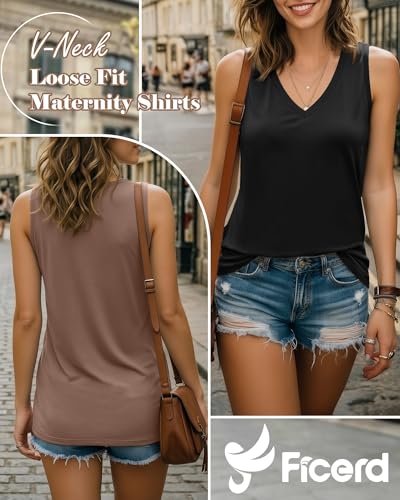 Ficerd 3 Pack Women's Nursing Tank Tops - color: Black, Mocha, Army Green, size: Large