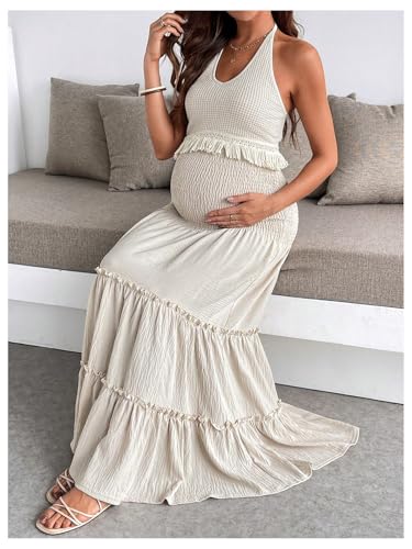 OYOANGLE Women's Maternity 2 Piece Skirt Set Outfits - color: Apricot, size: Small