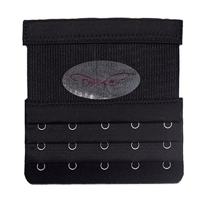 Elastic Bra Extender Strap 5 Hook 3 Row 3/4" Plus Size Bra Extension Band - color: 5pcs Bra Extenders (Black, White, Red, Light Beige, Dark Beige)