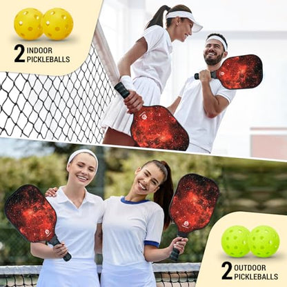 DULCE DOM Pickleball Paddles Set of 2/4 - USAPA Approved - color: Red*2