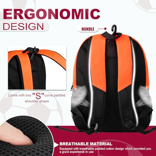 Himal Outdoors Soccer Backpack, Separate Cleat Compartment - color: Orange