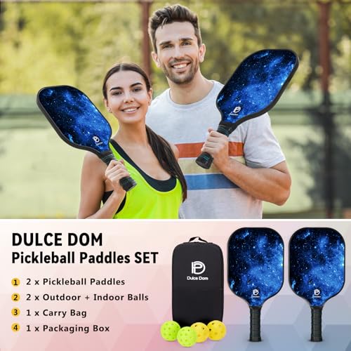 DULCE DOM Pickleball Paddles Set of 2/4 - USAPA Approved - color: Blue*2