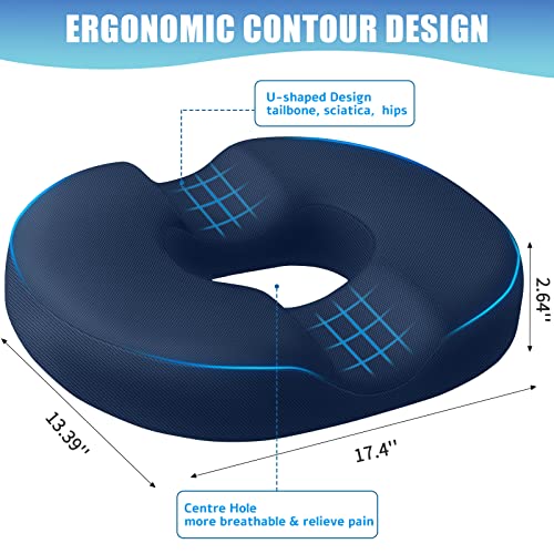 BlissTrends Donut Pillow Seat Cushion, Memory Foam Lifting Cushions(Blue) - color: Blue, size: Large