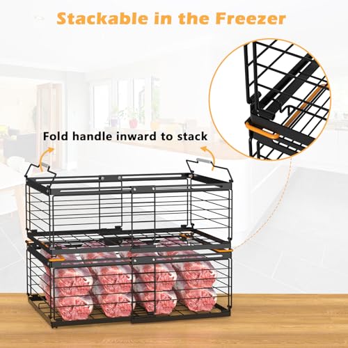 NADAMOO Expandable Chest Freezer Organizer, Stackable Wire Baskets - size: 4 Packs