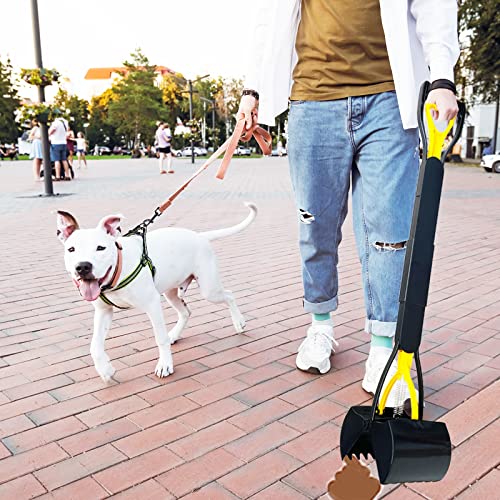 ienjoyed 32“ Tall Pooper Scooper, Large Pooper Scooper for Dogs Heavy Duty, Dog Pooper Scooper with Long Handle & High Strength Durable Spring, Foldable Dog Poop Pick Up - size: 32-inch(yellow1)