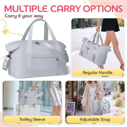 Duffle Bag for Travel with Trolley Sleeve, Gym Bag, Grey - color: Grey