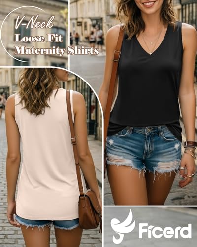 Ficerd 3 Pack Women's Nursing Tank Tops - color: Black, Khaki, Cream, size: Large
