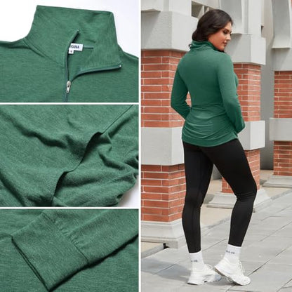 GINKANA Maternity Women's Long Sleeve Shirt Half Zipper Lapel Lightweight Casual Maternity Pullover with Pockets - color: Burgundy+green, size: Medium