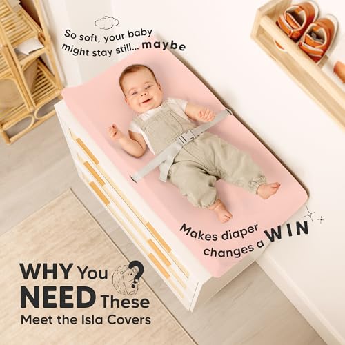 2-Pack Baby Changing Pad Cover for Girl, Boy, 34x18 (Cameo) - color: Cameo, size: Viscose derived from Bamboo