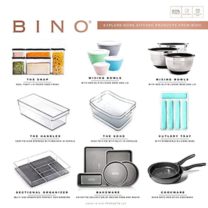 BINO | Stackable Storage Bins, Medium - 2 Pack THE STACKER COLLECTION Clear Plastic Built-In Handles BPA-Free Containers for Organizing Kitchen Pantry Multi-Use Organizer Bins - size: Medium