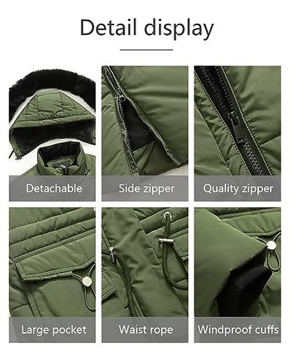 MOERDENG Women's Long Winter Puffer Coat Waterproof Warm Maxi Down Jacket - color: Army Green, size: 3X-Large