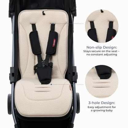 Momcozy Reversible Stroller Seat Liner, Mesh & Water-Resistant Sides - color: Khaki, size: Breathable Pad