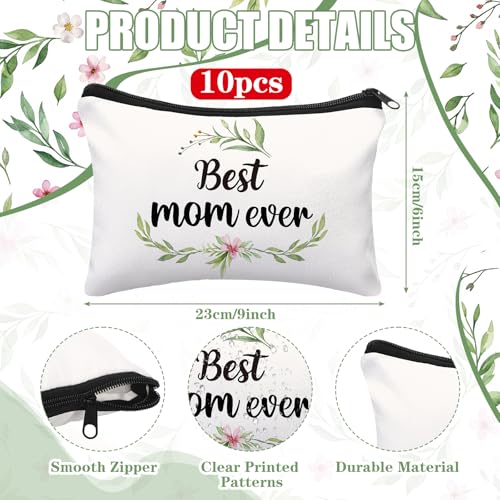 Tallew 10 Pcs Best Mom Ever Makeup Bags Gifts, Greenery - style: Greenery
