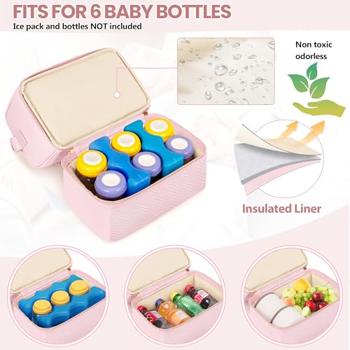 Fasrom Wearable Breast Pump Bag with Breastmilk Cooler Compartment - color: Pink