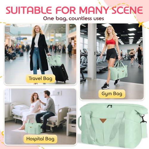 Duffle Bag for Travel with Trolley Sleeve, Gym Bag, Green - color: Green