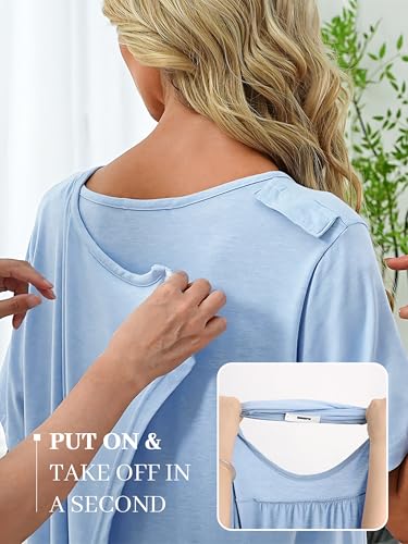 Hospital Gowns for Women Open Back with Snaps - color: Black, size: Small
