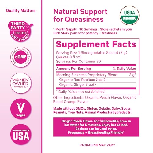 Pink Stork Morning Sickness Support Kit, 3-Piece Bundle with Tea + Sweets