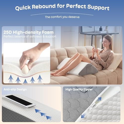 Simpledad Wedge Pillow for Sleeping Leg Pillows After Surgery Pain Relief - color: White 1pcs 8"h