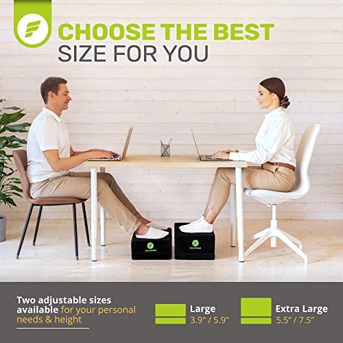ErgoFoam Flat-Top Adjustable Foot Rest - High-Density Compression-Resistant Foam, Non-Slip, Black, Modern, Office - size: Large