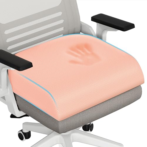 TranquilRelax 2XL Memory Foam Seat Cushion for Office Chair, 3.7-Inch, Pink - color: Pink, size: 2XL-Large