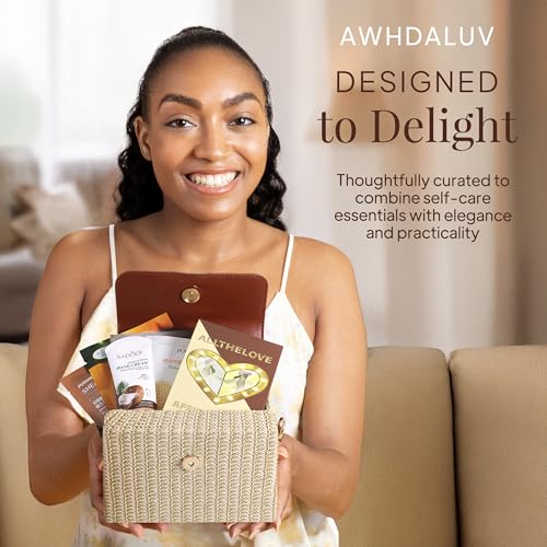 New Mom Gift Basket – Rattan Purse, Affirmation Cards, Facial Masks, Lotion in-a-Multi-App