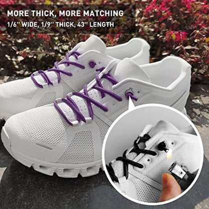 3 Pairs Elastic No Tie Shoe Laces, Stretch Bungee Laces - color: Black+blue+purple