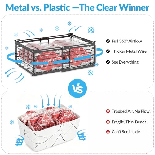 NADAMOO Expandable Chest Freezer Organizer, Stackable Wire Baskets - size: 4 Packs