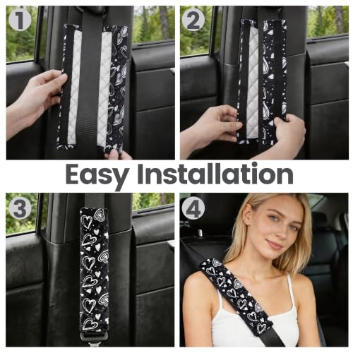 Amooca 2 Pack Seat Belt Covers Soft Shoulder Pad for Cars & Backpack - color: Black Heart