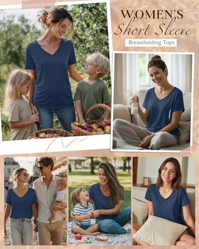 Women's Nursing Breastfeeding Shirts - color: Haze Blue, size: XX-Large