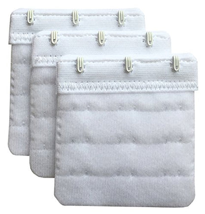 Women Pack of 3 Soft Comfortable 3 Hooks Bra Extender,2.4"x 2.3" - color: White, 3/4 Inch Spacing