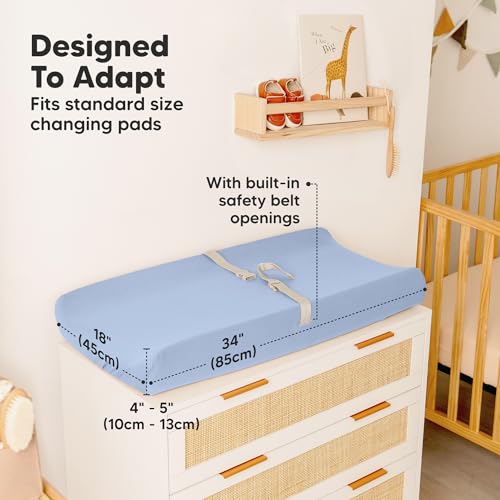 2-Pack Baby Changing Pad Cover for Girl, Boy, 34x18 (Blue Flax) - color: Blue Flax, size: Viscose derived from Bamboo
