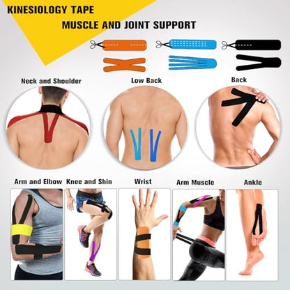 2 Pack Kinesiology Tape Precut, 40 Athletic Strips for Knee Shoulder - color: Black