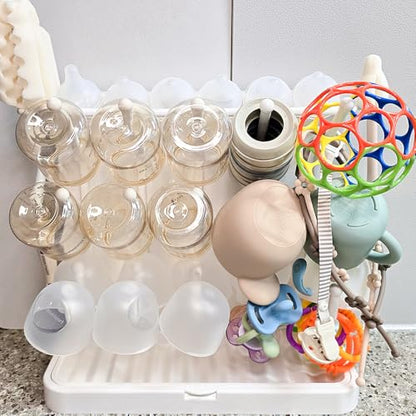 LUNELL Baby Bottle Drying Rack 20 Hooks Space-Saving Vertical Brush Holder