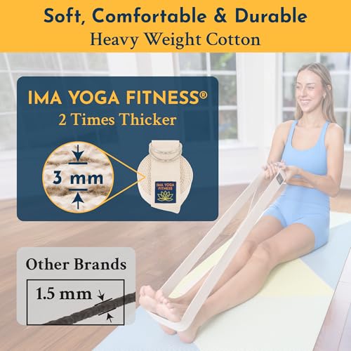 Extra-Wide 2 Inch Cotton Yoga Strap: Stretching, Physical Therapy, Exercise - color: Natural, size: 8 feet