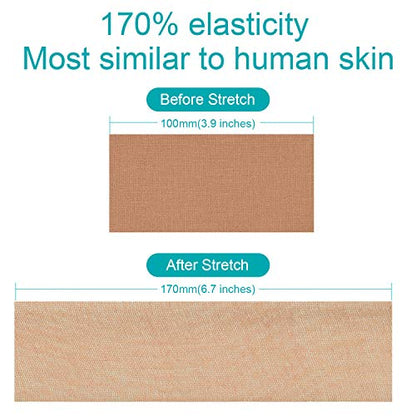 Elastic Kinesiology Tape 4 Rolls Uncut Multipack (Beige/Blue/Pink/Black)