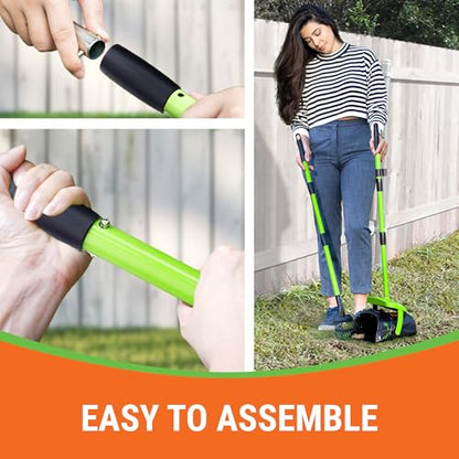 Pupzle Dog Pooper Scooper with Bag Attachment, 40" Long Handle Dog Scooper - color: Green