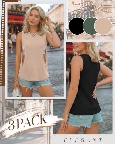 Xaatren 3 Pack Nursing Tank Tops for Breastfeeding - color: Black, Green, Apricot, size: XX-Large