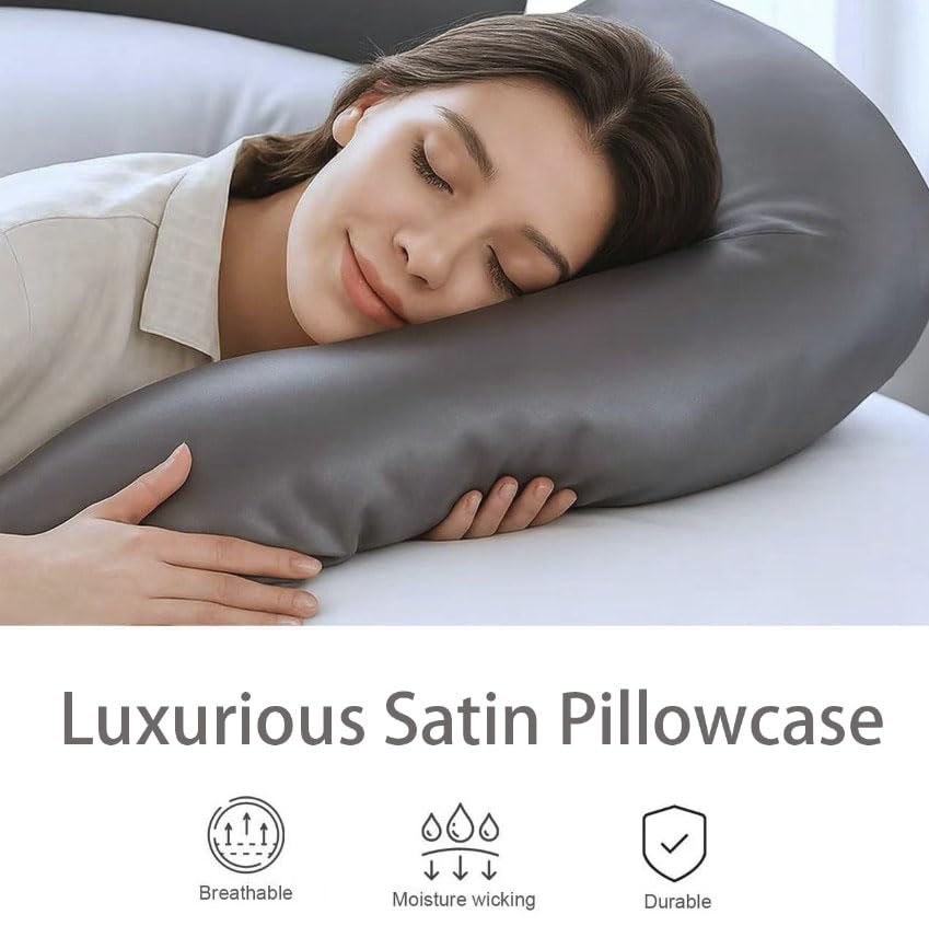 Premium Quality Pillowcase Compatible with Contour Swan Body Pillow - color: Gray