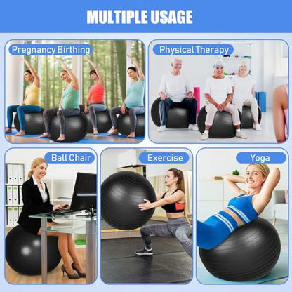 Leyndo 16 Pcs 26 Inch Yoga Exercise Ball Bulk with Pump - color: Black