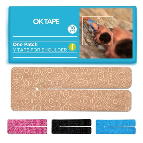 OK TAPE Precut Y-Shape Kinesiology Tape for Shoulder, Knee, Back, 10 Pcs - color: Beige