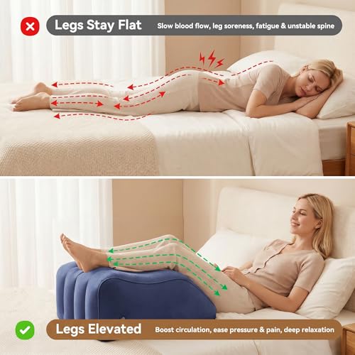 Inflatable Leg Elevation Pillow for Sleeping, Blood Circulation - color: Blue