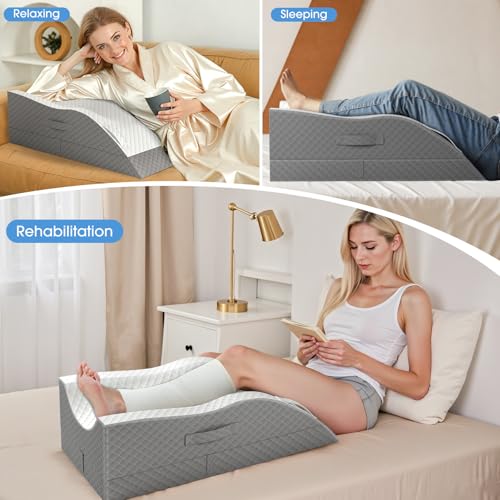 TranquilRelax Leg Elevation Pillows for After Surgery, Wedge Pillow, Grey - color: Grey, size: Single Leg