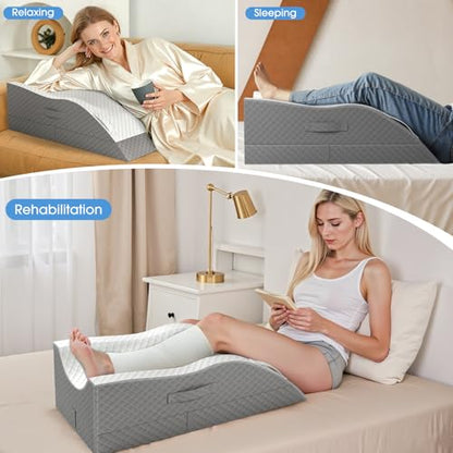 TranquilRelax Leg Elevation Pillows for After Surgery, Wedge Pillow, Grey - color: Grey, size: Double Leg