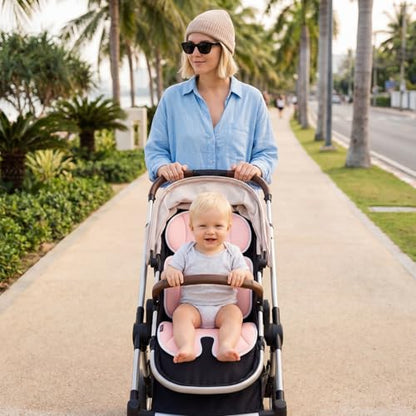 Momcozy Universal Stroller Cooling Pad, Detachable 2-Piece Cushion - color: Pink, size: Cooling Pad