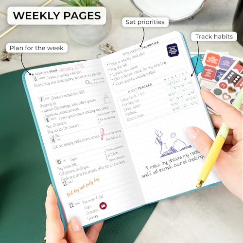 Clever Fox Pocket Planner, Mini Undated Weekly Calendar, Small Aquamarine - color: Aquamarine, size: Pocket size (3.7" x 6.7")